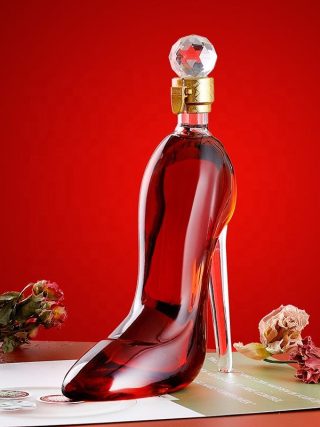 high heel glass bottle