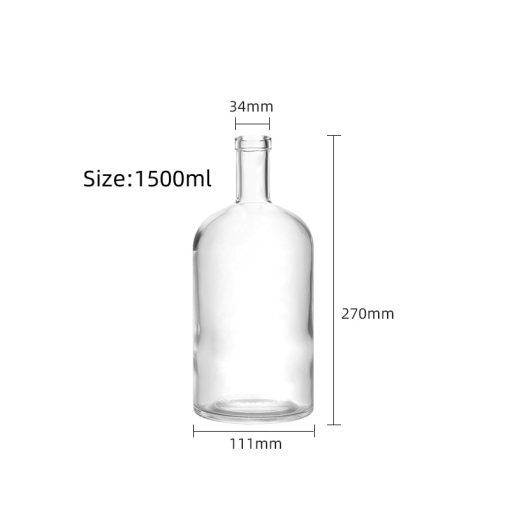 1500ml Clear Big Glass Bottle for Vodka BC062 - Image 2